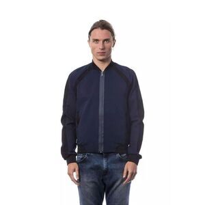 Verri Viscose Bomber Jacket with Ribbed Trim Men Blue Sweaters